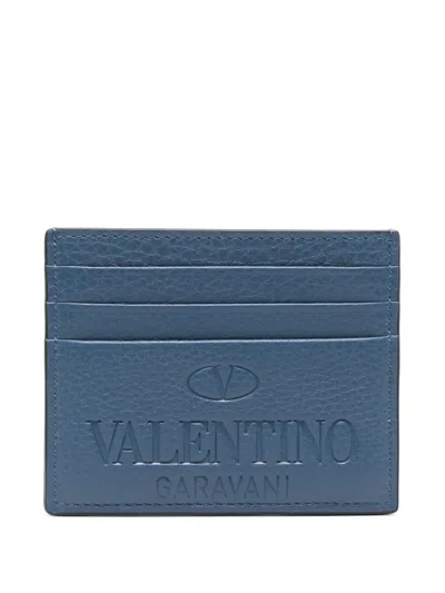 Valentino Garavani Logo-debossed Leather Cardholder In Blue