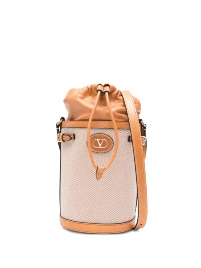 Valentino Garavani Logo-detail Bucket Bag In Brown