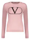 Valentino Long Sleeve Crew-neck Sweater In Pink