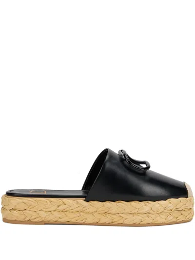 Valentino Garavani Logo-detail Espadrille Mules In Black