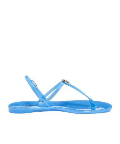 Valentino Garavani Logo Detail Flat Sandals In Blue
