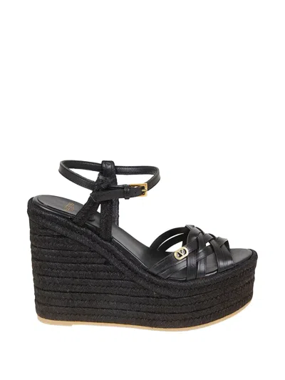 Valentino Garavani Valentino Vlogo Signature 120 Leather Wedge Sandal In Black