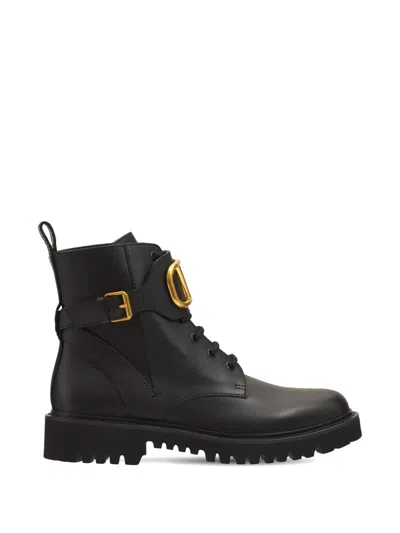 Valentino Garavani Vlogo Signature Calfskin Combat Boot 35mm Woman Black 35.5