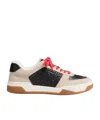 Valentino Sneakers Contrasting Panels Perforated Detailing Rubber Sole In Neutral