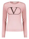 Valentino Logo-detail Ribbed Sweater In Pink