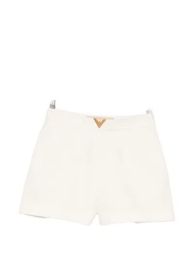 Valentino Garavani Vlogo Signature Wool And Silk Shorts In White