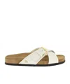 Valentino Velluto Leather Crisscross Buckle Sandals In White