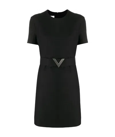 Valentino Logo Dress In Black