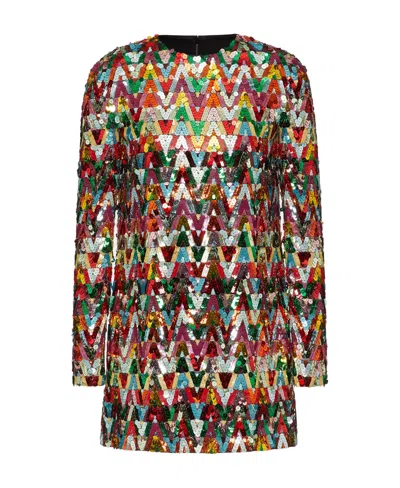 Valentino Logo Dress In Multi