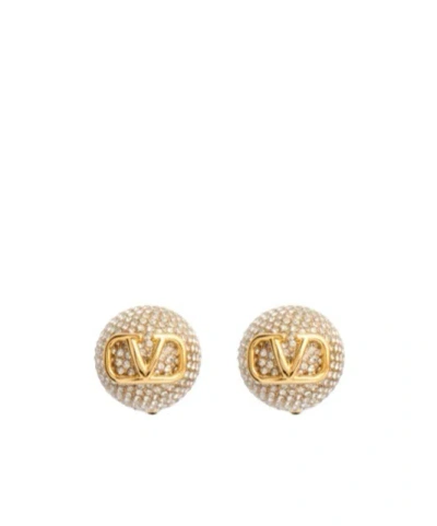 Valentino Garavani Logo Earrings In Gold