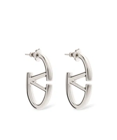 Valentino Garavani Logo Earrings In White