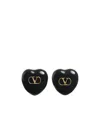 Valentino Black Enamel And Metal Coeur Royal Earrings In Black