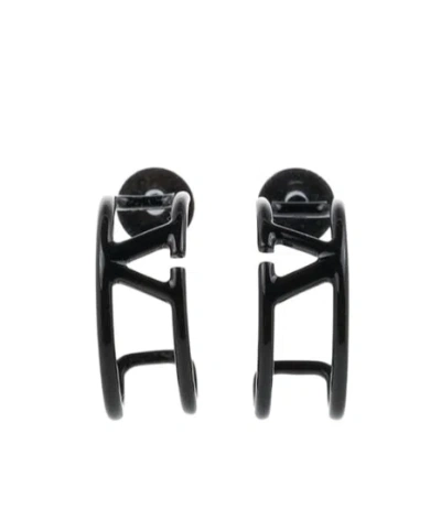 Valentino Garavani Logo Earrings In Black