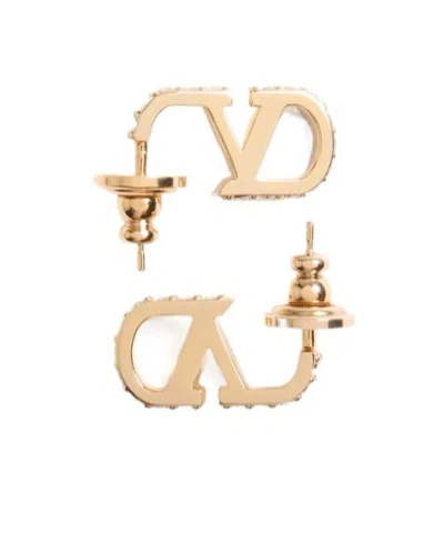 Valentino Garavani Logo Earrings In Gold