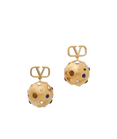 Valentino Garavani Logo Earrings In Golden