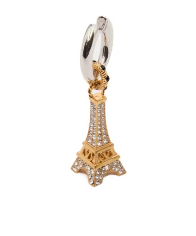 Valentino Garavani Logo Earrings In Palladium/bronze/black/crystal