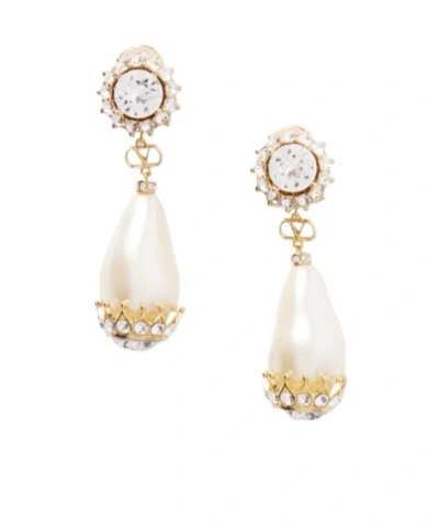 Valentino Garavani Logo Earrings In White