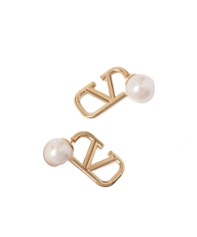 Valentino Garavani Logo Earrings In Yellow