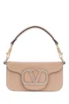 Valentino Logo Embellished Chain Linked Small Shoulder Bag In White