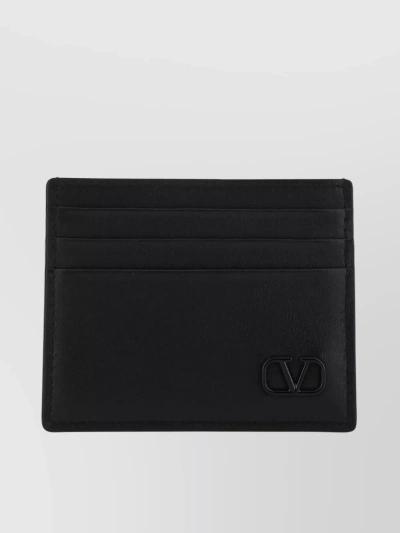 Valentino Garavani Logo Embossed Card Organizer In Black