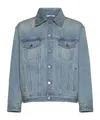 Valentino Buttoned Long-sleeved Denim Jacket In Gray
