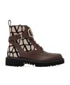 Valentino Logo-embossed Leather Combat Boots In Animal Print