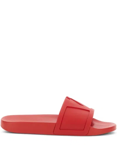 Valentino Garavani Logo-embossed Slides In Coral