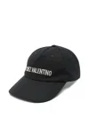 Valentino Cap With Curved Brim And Ventilation Eyelets In Black