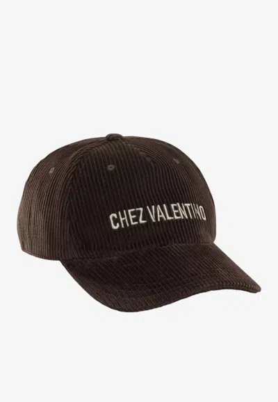 Valentino Garavani Logo-embroidered Baseball Cap In Brown