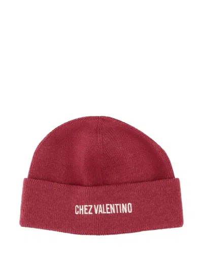 Valentino Garavani Logo-embroidered Beanie In Red