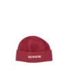 Valentino Cotton And Wool Beanie With Folded Cuff In Red