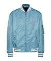 Valentino Nylon Bomber Jacket With Embroidery And Print. In Blue