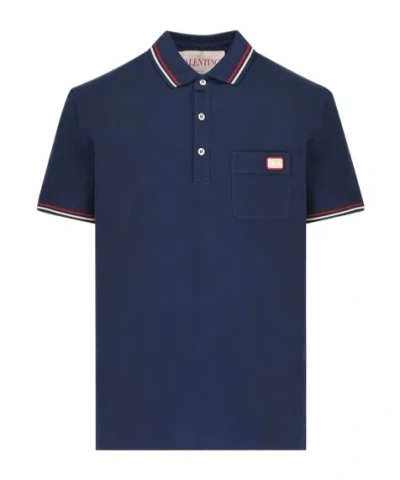 VALENTINO VALENTINO LOGO EMBROIDERED BUTTON DETAILED POLO SHIRT