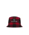 Valentino Logo-embroidered Checked Bucket Hat In Brown
