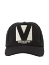 Valentino Cotton Baseball Cap With Embroidery And Curved Brim In Black
