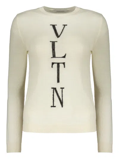 VALENTINO LOGO-EMBROIDERED CREW NECK SWEATER