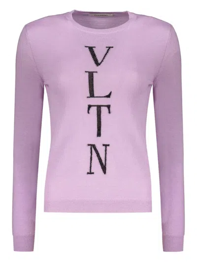 VALENTINO LOGO-EMBROIDERED CREW NECK SWEATER