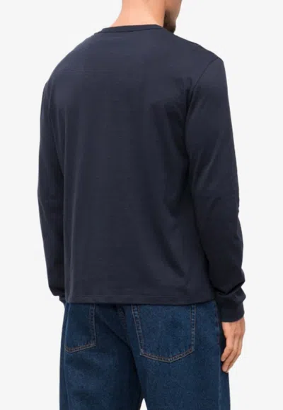 Valentino Logo-embroidered Crewneck Sweatshirt In Blue