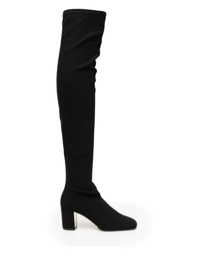 Valentino Garavani Valentino Golden Walk 70 Canvas Over-the-knee Boot In Black