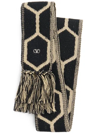 VALENTINO LOGO-EMBROIDERED SCARF