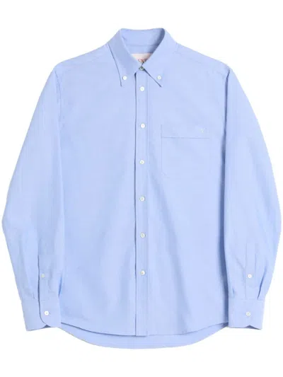 Valentino Vlogo Embroidered Cotton Shirt In Sky Blue