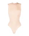 Valentino Logo-embroidered Sleeveless Bodysuit In Nude