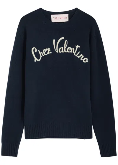 Valentino Men's Chez Pullover Sweater In Blue