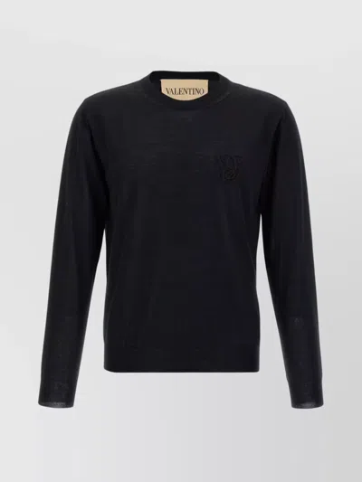 VALENTINO LOGO EMBROIDERY CREW NECK SWEATER