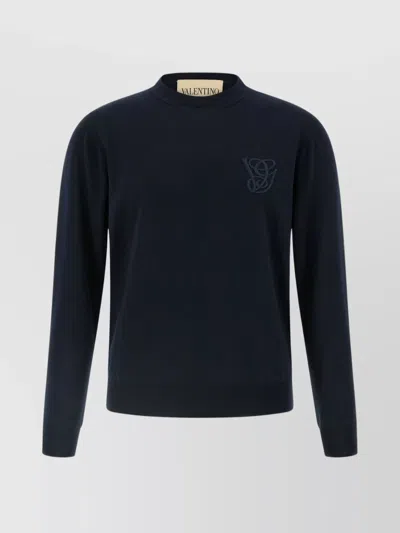 VALENTINO LOGO EMBROIDERY CREW NECK SWEATER
