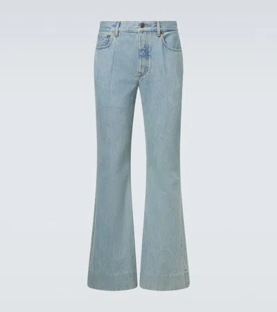 Valentino Logo Patch Flared Jeans In Blue