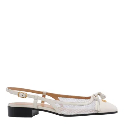 Valentino Garavani Valet Du Roi Tasseled Leather And Mesh Slingback Ballet Flats In White