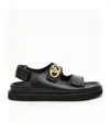 Valentino Double Buckle-strap Open Toe Sandals In Black
