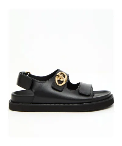 VALENTINO GARAVANI VALENTINO LOGO PLAQUE OPEN TOE SANDALS