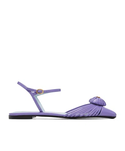 Valentino Garavani Logo Flat Sandals In Purple
